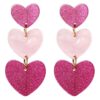 Wholesale  Color Matching Barbie Pink Valentine's Day Acrylic Love Earrings Simple Pendant Texture Earrings