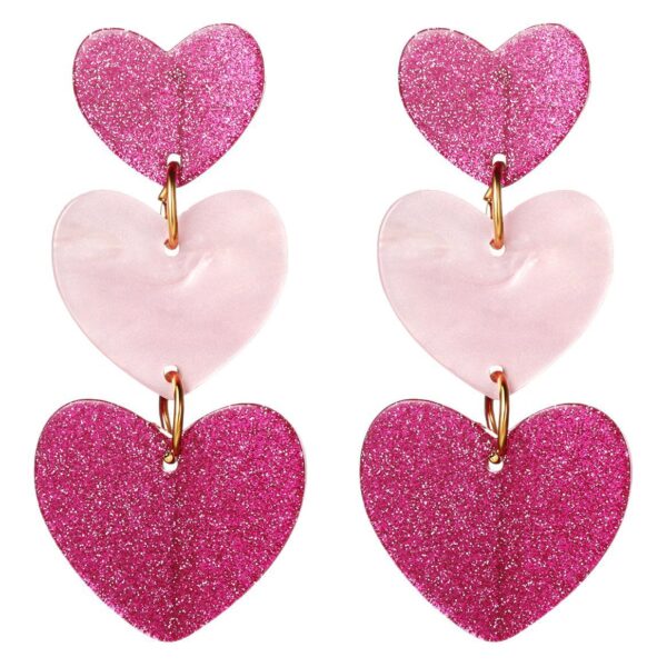 Wholesale  Color Matching Barbie Pink Valentine's Day Acrylic Love Earrings Simple Pendant Texture Earrings