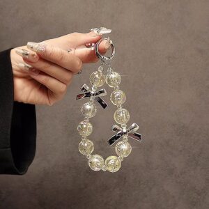 Silver bow mobile phone chain [free 2 transparent clips]