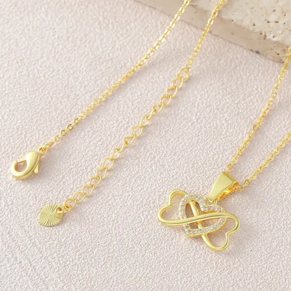 Wholesale Heart Shape Pendant Necklace For Women In Copper With 18K Gold Plated Claw Setting, Zircon, Cable Chain