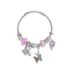 Wholesale Unisex New Style Butterfly Bangle Bracelet With Beading And Rhinestone Inlay In Natural Pink Alloy