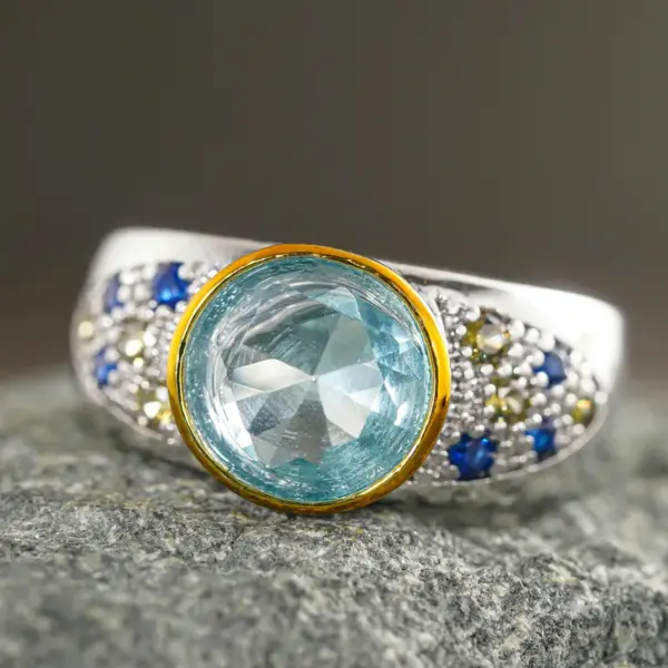 Wholesale Geometric Women’s Ring With Claw Setting, Copper Base With White K Water Plating, Featuring Zircon Inlay