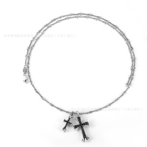 Vintage silver and black diamond necklace