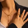 oly-b3131f6d3f2c0747e0967a1519e4407c Wholesale PVD Coated Real Gold Plated 18K Gold Bow Knot 304 Stainless Steel Simple Style Waterproof Non Tarnish 304 Stainless Steel Pendant Necklace