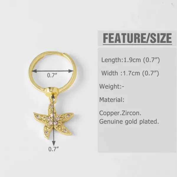 Wholesale AS Jewelry Hot Sale Full Zircon Copper Plated 18k Gold Ocean Style Starfish Whale Ring Rin82