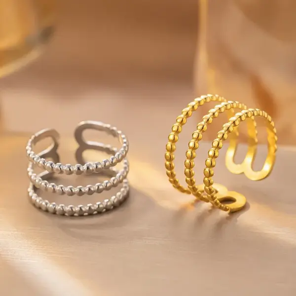 Wholesale Titanium Steel Oil Pressed Ring Women's Non-Fading Unique Design Stainless Steel Jewelry Geometric Pattern Couple Rings