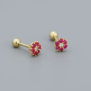 Yellow Gold (Red Stone) / 925 Silver