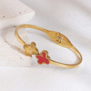 18k four-leaf clover bracelet-gold red