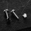 Wholesale Fashion Geometric Stainless Steel Inlaid Zircon Lip Stud 1 Piece