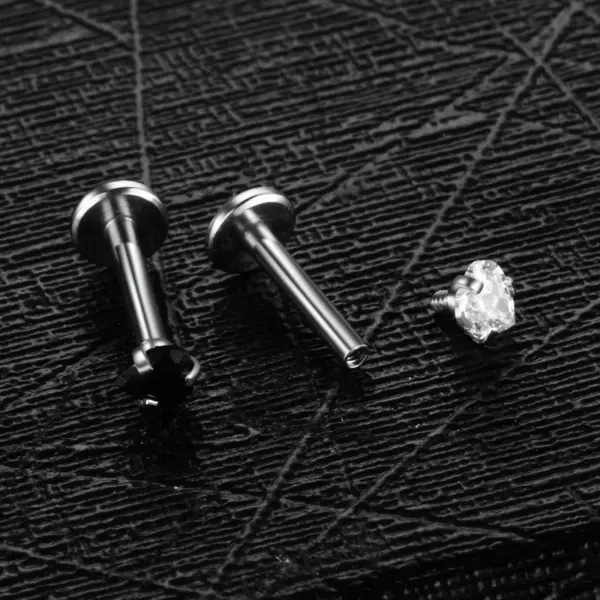 Wholesale Fashion Geometric Stainless Steel Inlaid Zircon Lip Stud 1 Piece