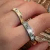 Wholesale Stripe Waterproof Non Tarnish Rings For Women In 304 Stainless Steel With 18K Real Gold PVD Coating And Zircon Inlay