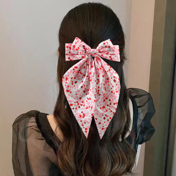 Wholesale  valentine's day bow ribbon spring clip heart red lip printing hair clip hair accessories