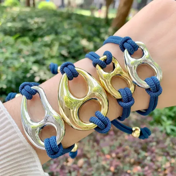 Wholesale Geometric Weave Copper Bracelet For Women With 18K Gold Plated PVD Coated Finish And Cord In Chain Design