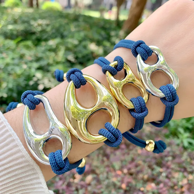 Wholesale Geometric Weave Copper Bracelet For Women With 18K Gold Plated PVD Coated Finish And Cord In Chain Design