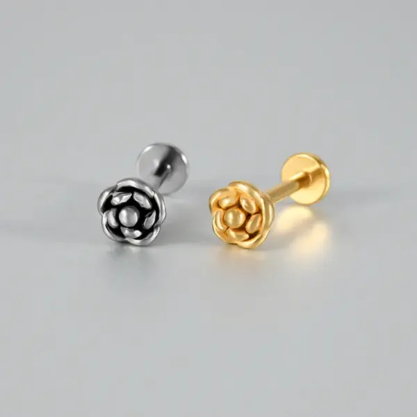 Wholesale 1 Piece 304 Stainless Steel Stone-Free Casual Elegant Hip-Hop Lip Rings Four Leaf Clover Star Heart Shape Gold Steel Color Polishing Plating Ion Plating (IP) 18K Gold Plated Nose Rings & Studs
