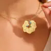 Wholesale Maple Leaf Waterproof Women's Necklace In 304 Stainless Steel With 18K Gold Plated Finish And Zircon Inlay On Box Chain