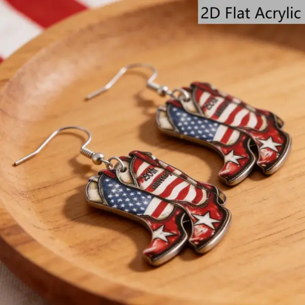Wholesale Retro Print Boots Drop Earrings For Women In White & Red Acrylic With 304 Stainless Steel Ear Pins
