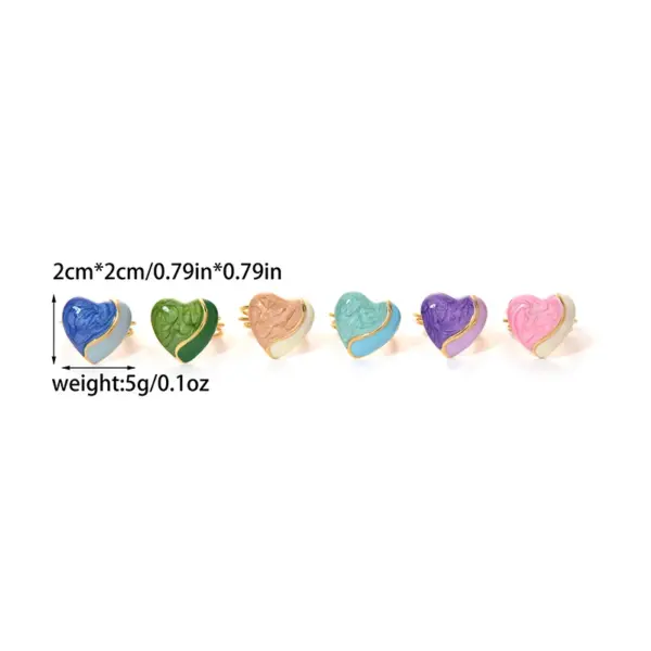 Wholesale Jewelry Elegant Cute Sweet Heart Shape 304 Stainless Steel 14K Gold Plated Enamel Plating Open Rings