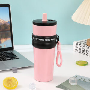 Aurora straw cup 316-girl powder 710ml / Single cup with pattern