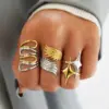 Wholesale Geometric 304 Stainless Steel Adjustable Ring With 18K Gold Plated PVD Coating, Waterproof Non Tarnish