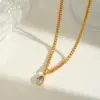 Wholesale Jewelry IG Style Simple Style Oval 304 Stainless Steel Zircon Plating Inlay Pendant Necklace Long Necklace