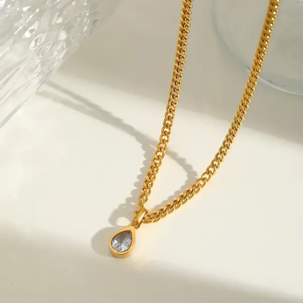 Wholesale Jewelry IG Style Simple Style Oval 304 Stainless Steel Zircon Plating Inlay Pendant Necklace Long Necklace