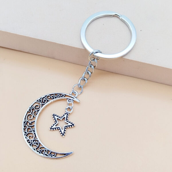 oly-b3b86735d21922ae9db8822d47738d5d Wholesale Five-Pointed Star Sun and Moon Pendant Retro Moon Combination Keychain Pendant