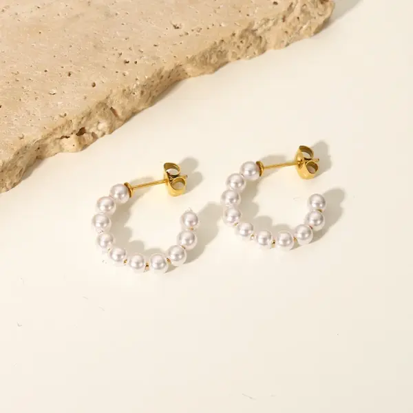 Wholesale Fashion Geometric Plating 304 Stainless Steel No Inlaid PVD Coated Earrings