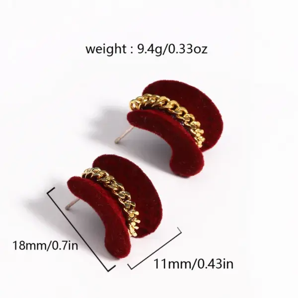 Wholesale New Style Burgundy Velvet Earrings Elegant Versatile High-end Retro Fashion Design Heart-shaped Stud Earrings For Women Copper Plated With 18K Real Gold