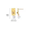 Wholesale Elegant Pearl Imitation Earrings For Women Gold Stainless Steel Sun Pattern Geometric Zirconia Embedded Jewelry Accessories