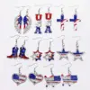 Wholesale Independence Day Star Alloy Earrings Festival Jewelry Heart Shaped USA Flag Design Women's Fashion Accessories
