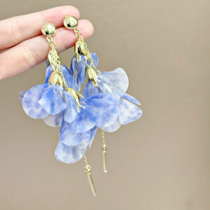 Blue tulip tassel earrings