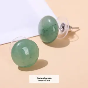Natural Green Dongling Fu Dou Earrings / 12mm