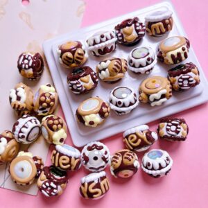 Wholesale 16mm brown Department Heavy Oil Hand-painted Round Beads Beaded DIY Mobile Phone Chain Keychain Material Jewelry Accessories
