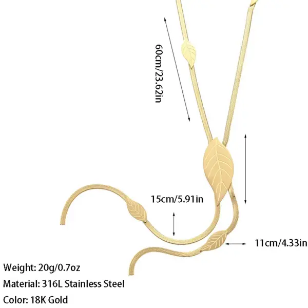 Wholesale Bohemian Style Long Tassel Necklace Stainless Steel Fashion Blade Chain Non-Fading Titanium Jewelry Accessories 18K Gold Plated Y-Shaped