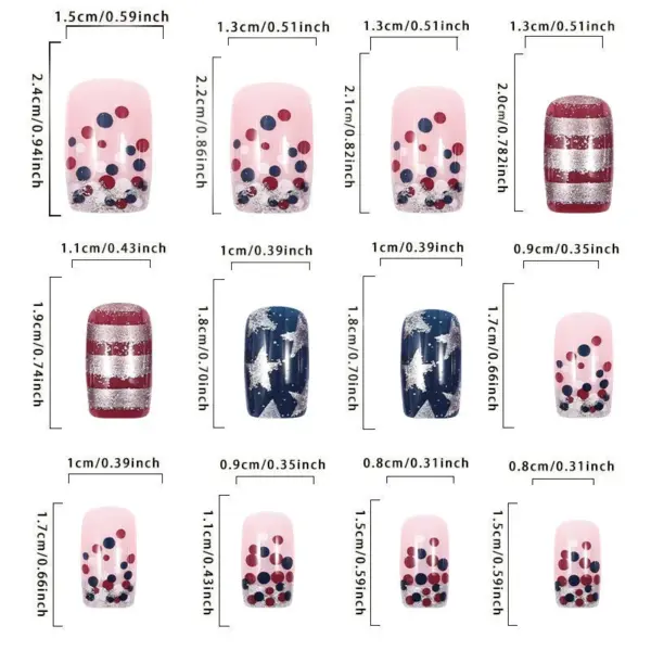 Wholesale Detachable American Flag Design Nail Stickers Striped Wearable Fake Nails Triangle French Style