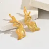 Wholesale Irregular Hollow Butterfly 304 Stainless Steel 14K Gold Plated Waterproof Non-Fading Earrings For Women Vacuum Electroplating