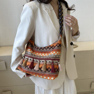 Wholesale Spring and Summer New Ethnic Style Retro Large Capacity Women's Shoulder Bag Chinese Style Tassel Casual Crossbody Women's Bag