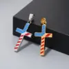 Wholesale 1 Piece 33*20mm 600*3mm 304 Stainless Steel 18K Gold Plated Cross American Flag Pendant Chain