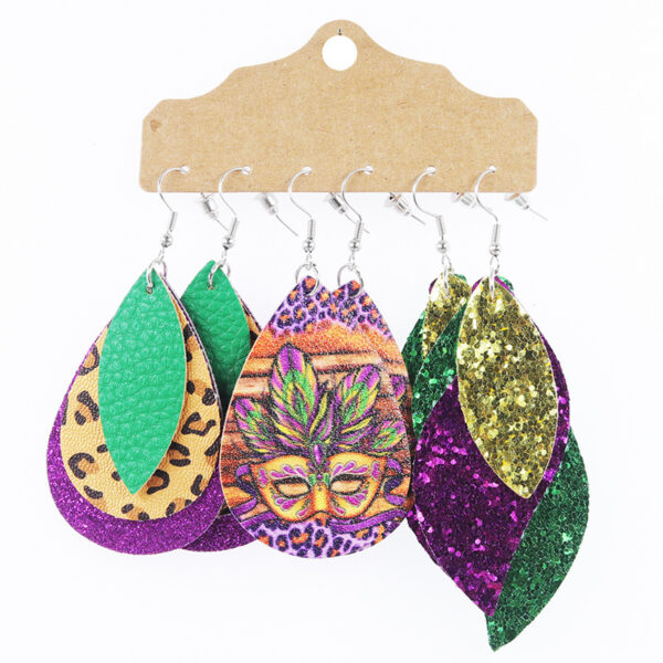 oly-b4454d31dd9b0d835c169c16d1b1322d Wholesale Carnival earrings multi-layer sequins water droplets leopard leather earrings set