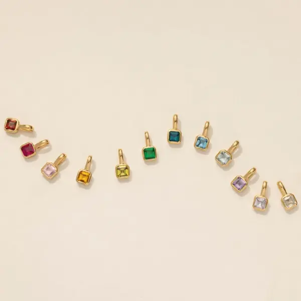 Wholesale 1 Piece 201 Stainless Steel 304 Stainless Steel Glass Geometric Square Pendant Necklace
