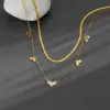 Wholesale Titanium Steel 18K Gold Plated Artistic Plating Heart Shape Acrylic Layered Necklaces
