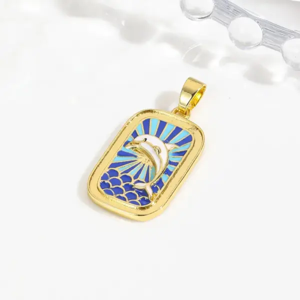 Wholesale Handmade Animal Pendant Necklace In Golden Plated Copper With Water Plating, Featuring Ball Chain For Sibling Suit