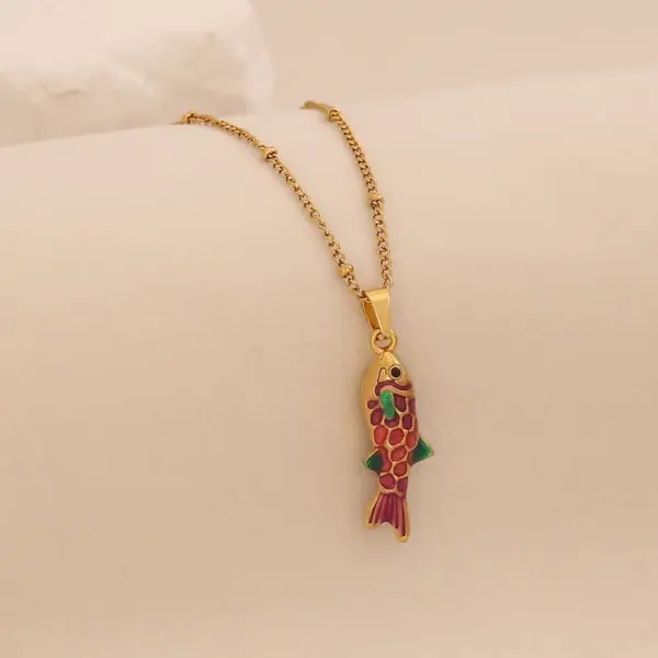 Wholesale Elegant Romantic Fish Pendant Necklace Stainless Steel 304 Vibrant 3D Moving Fish Personalized Jewelry For Women Lobster Clasp