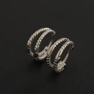 X604-A (Double-layer Threaded Earrings) Silver Single Piece / Regular