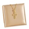 Wholesale Cross-shaped colored zircon pendant titanium steel necklace clavicle chain