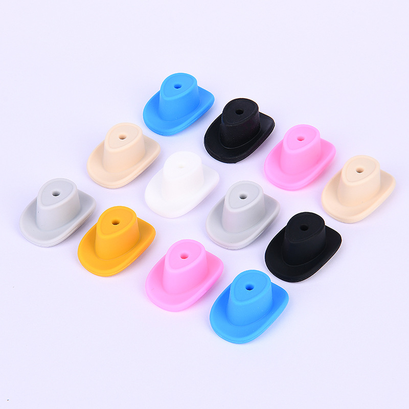 Wholesale Cross-border new cowboy hat silicone beads food grade baby tooth glue diy jewelry accessories hat loose beads