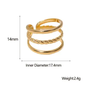 Wholesale PVD Coated Real Gold Plated Geometric Stainless Steel Simple Style Waterproof Non Tarnish Open Ring