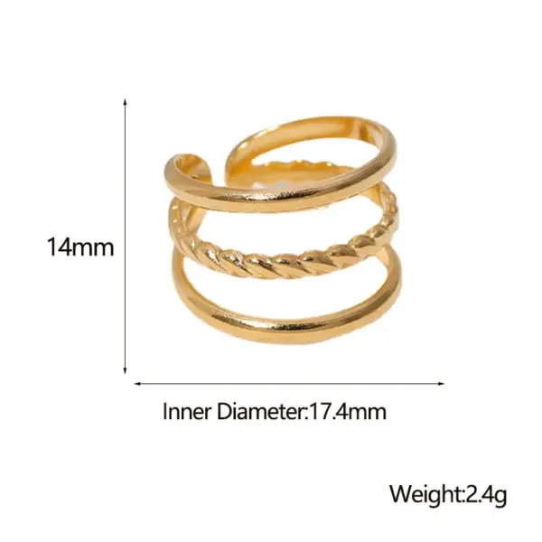 Wholesale PVD Coated Real Gold Plated Geometric Stainless Steel Simple Style Waterproof Non Tarnish Open Ring