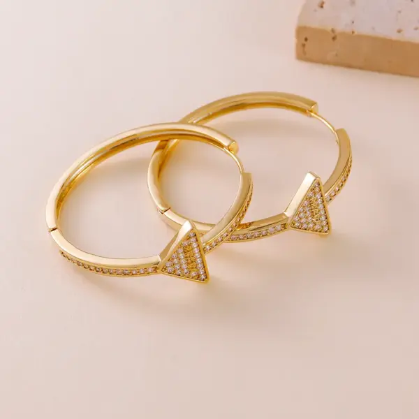 Wholesale 1 Pair Elegant Romantic Triangle Inlay Copper Zircon Earrings